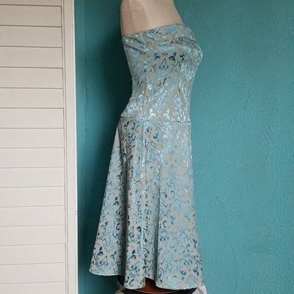 Strapless Dress Metallic Teal Tan Teeze Me Juniors WOMEN'S WOMAN'S Size 7 - Picture 3 of 10